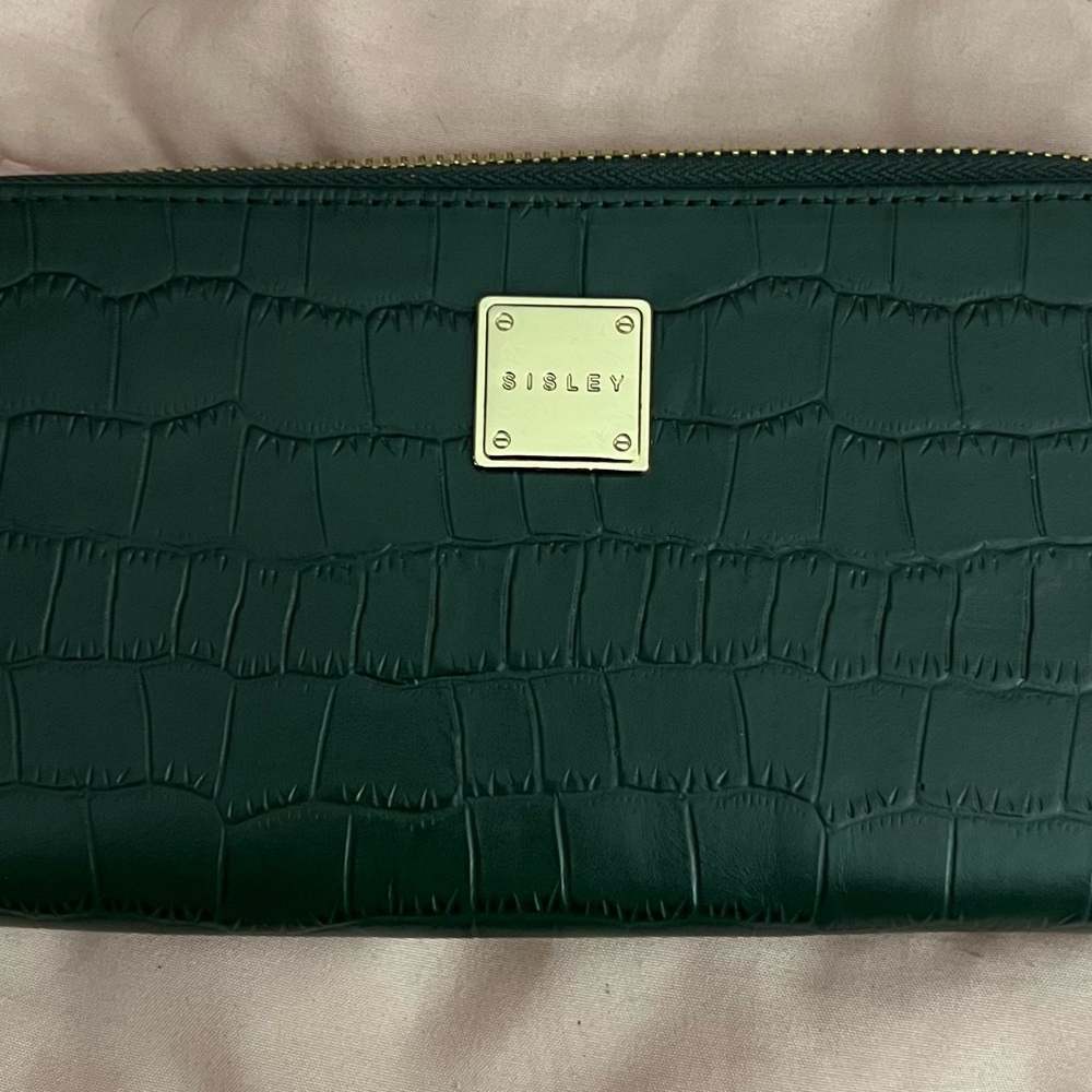 Sisley Dark Green Croc-Embossed Clutch